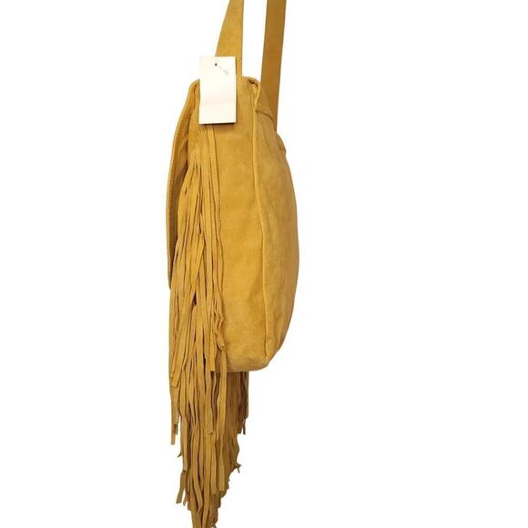 RAJ suede crossbody w/chevron front and fringe trim - Picture 6 of 8